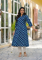 Teal Flower A-Line Kurta