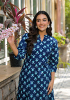 Teal Flower A-Line Kurta