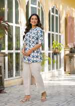 Indigo Lattice Top