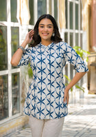 Indigo Lattice Top