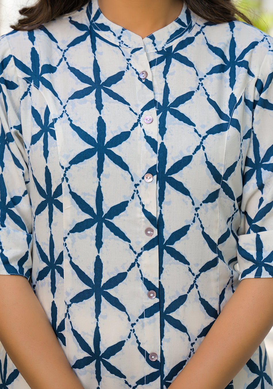 Indigo Lattice Top