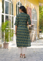 Ammanya Teal Mustard Floral Buta Kurta