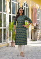 Ammanya Teal Mustard Floral Buta Kurta
