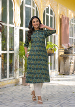Ammanya Teal Mustard Floral Buta Kurta