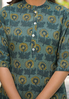 Ammanya Teal Mustard Floral Buta Kurta