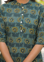 Ammanya Teal Mustard Floral Buta Kurta
