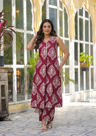 Ammanya Maroon Mughal Buta Co-ord Set