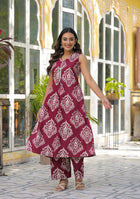 Ammanya Maroon Mughal Buta Co-ord Set