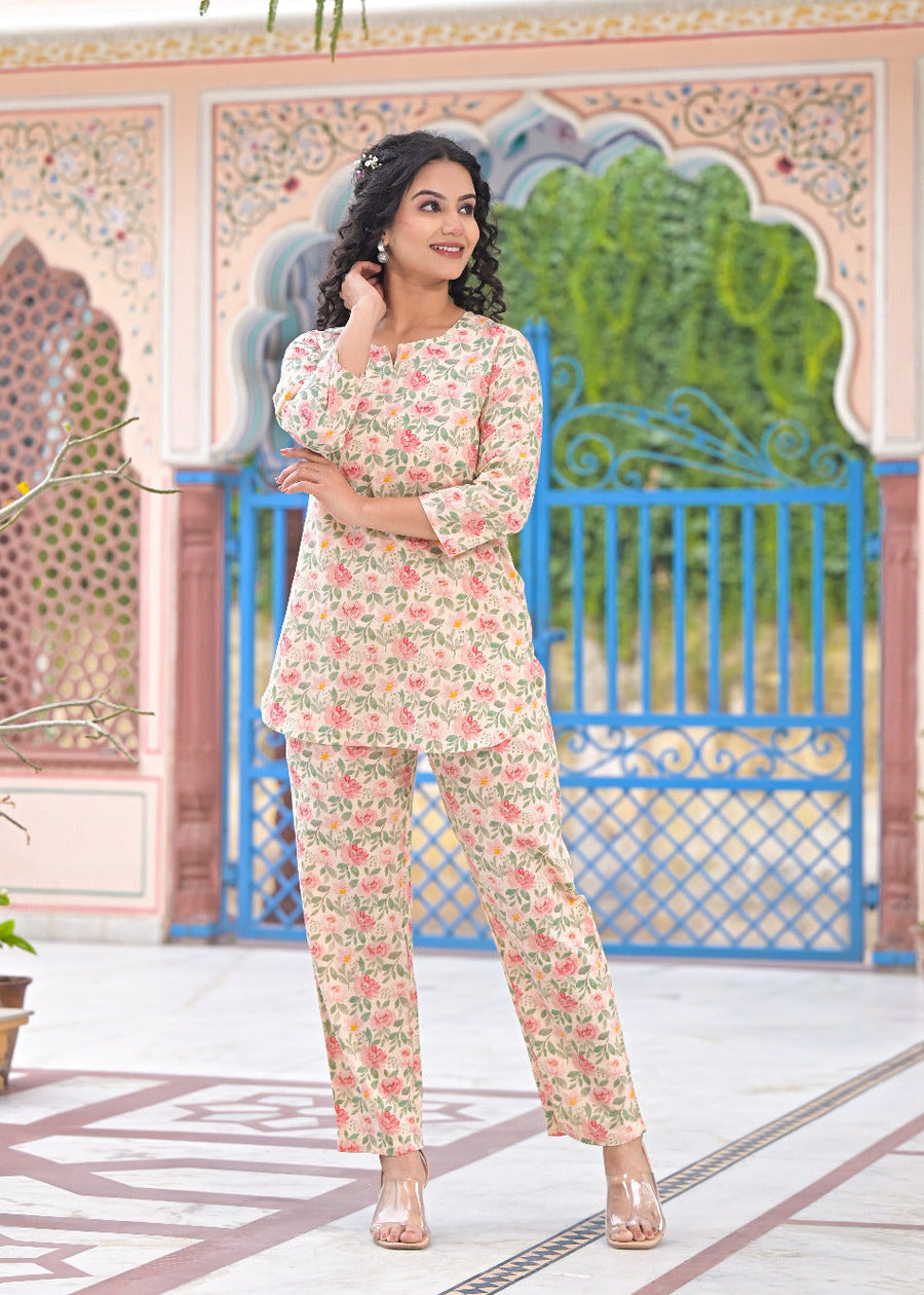 Peach Blossom Nightsuit/loungewear