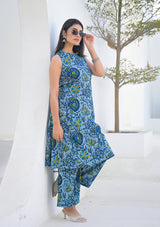 Ammanya Powder Blue Floral Vine Summer Co-ord Set