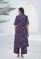Ammanya Midnight Blue Red Jaal Cotton Co-ord Set