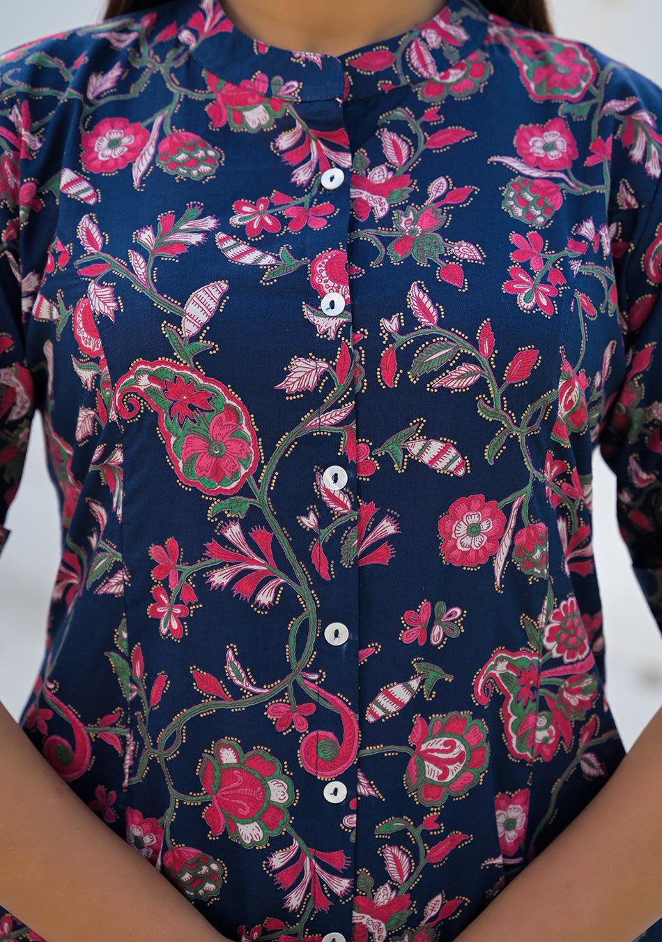 Ammanya Midnight Blue Red Jaal Cotton Co-ord Set