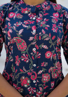 Ammanya Midnight Blue Red Jaal Cotton Co-ord Set