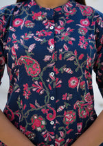 Ammanya Midnight Blue Red Jaal Cotton Co-ord Set