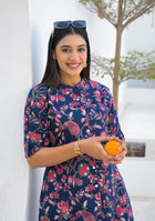Ammanya Midnight Blue Red Jaal Cotton Co-ord Set