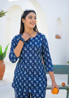 Ammanya Navy Blue Blossom Night Suit