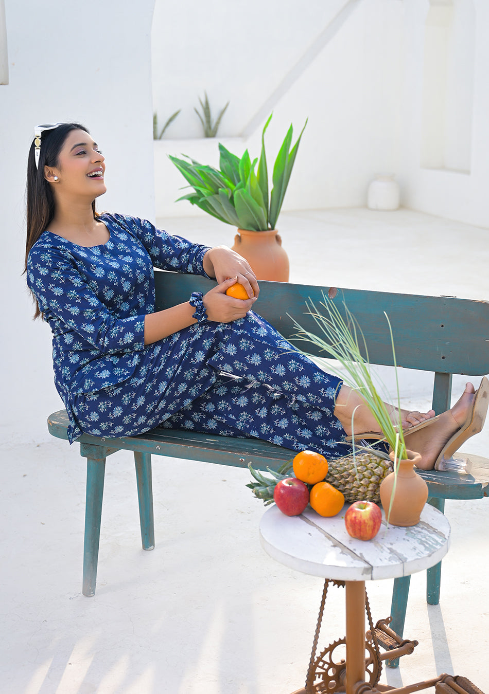 Ammanya Navy Blue Blossom Night Suit