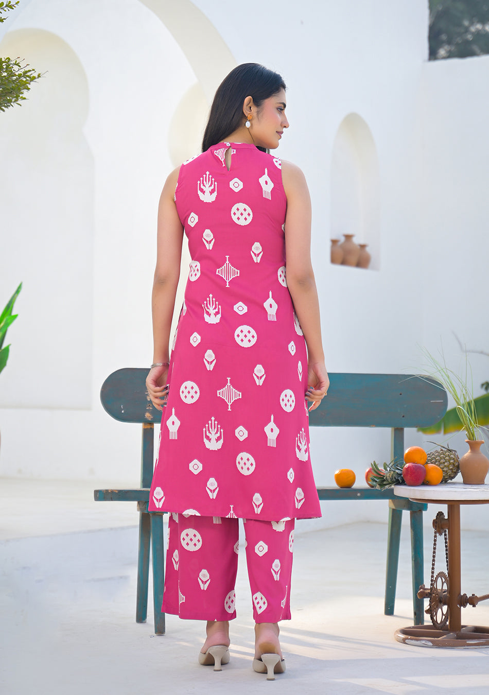 Ammanya Rose Pink Heritage Motif  Co-ord Set