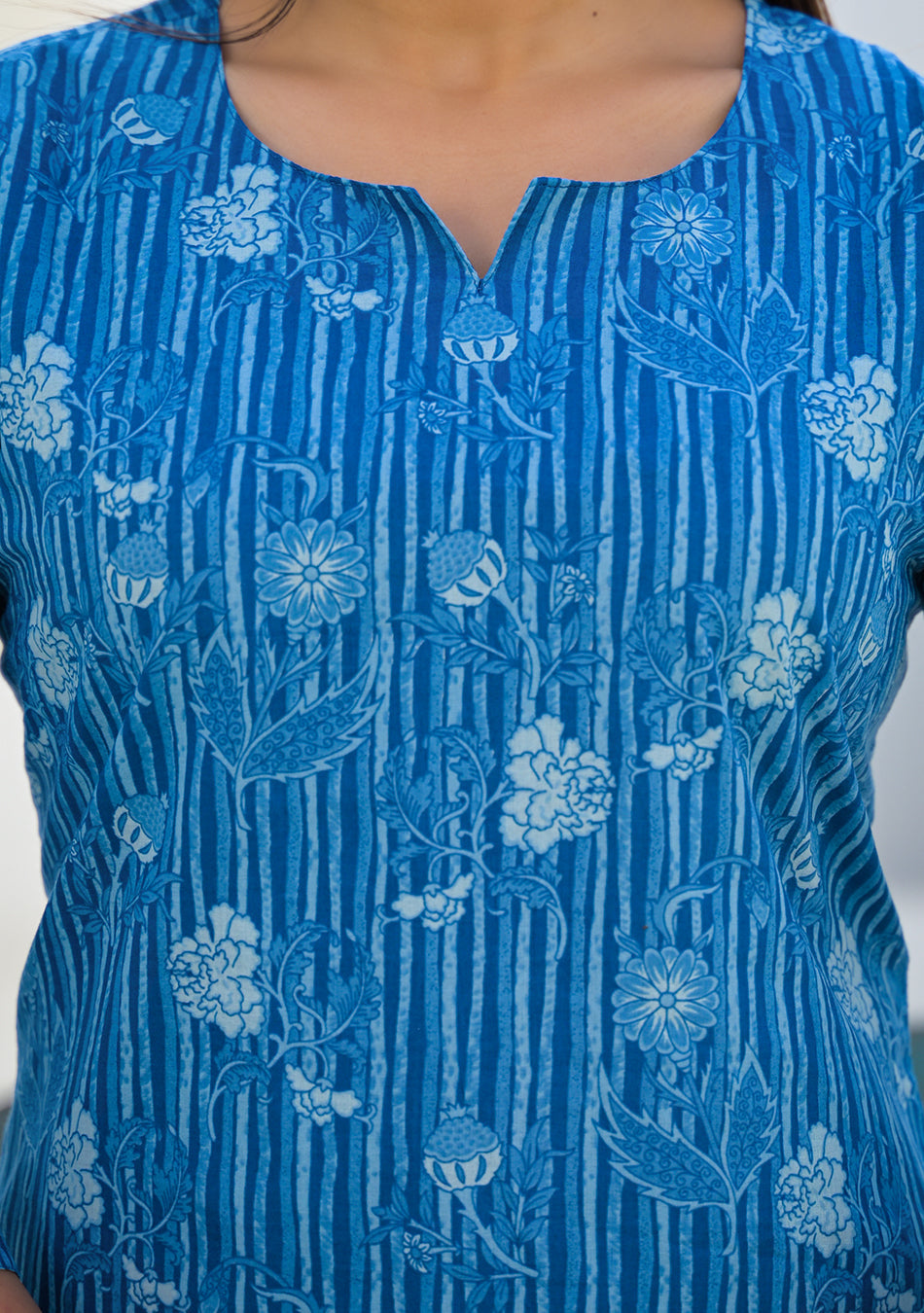 Ammanya Blue Meadow Stripe Night Suit