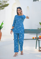 Ammanya Blue Meadow Stripe Night Suit