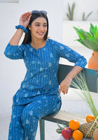 Ammanya Blue Meadow Stripe Night Suit