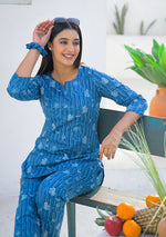 Ammanya Blue Meadow Stripe Night Suit