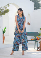 Ammanya Dusty Blue Floral Vine Printed Co-ord Set