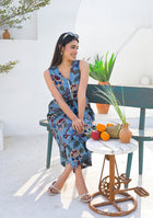 Ammanya Dusty Blue Floral Vine Printed Co-ord Set