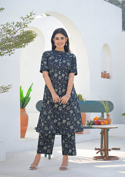 Ammanya Charcoal Sage Printed Co-ord Set