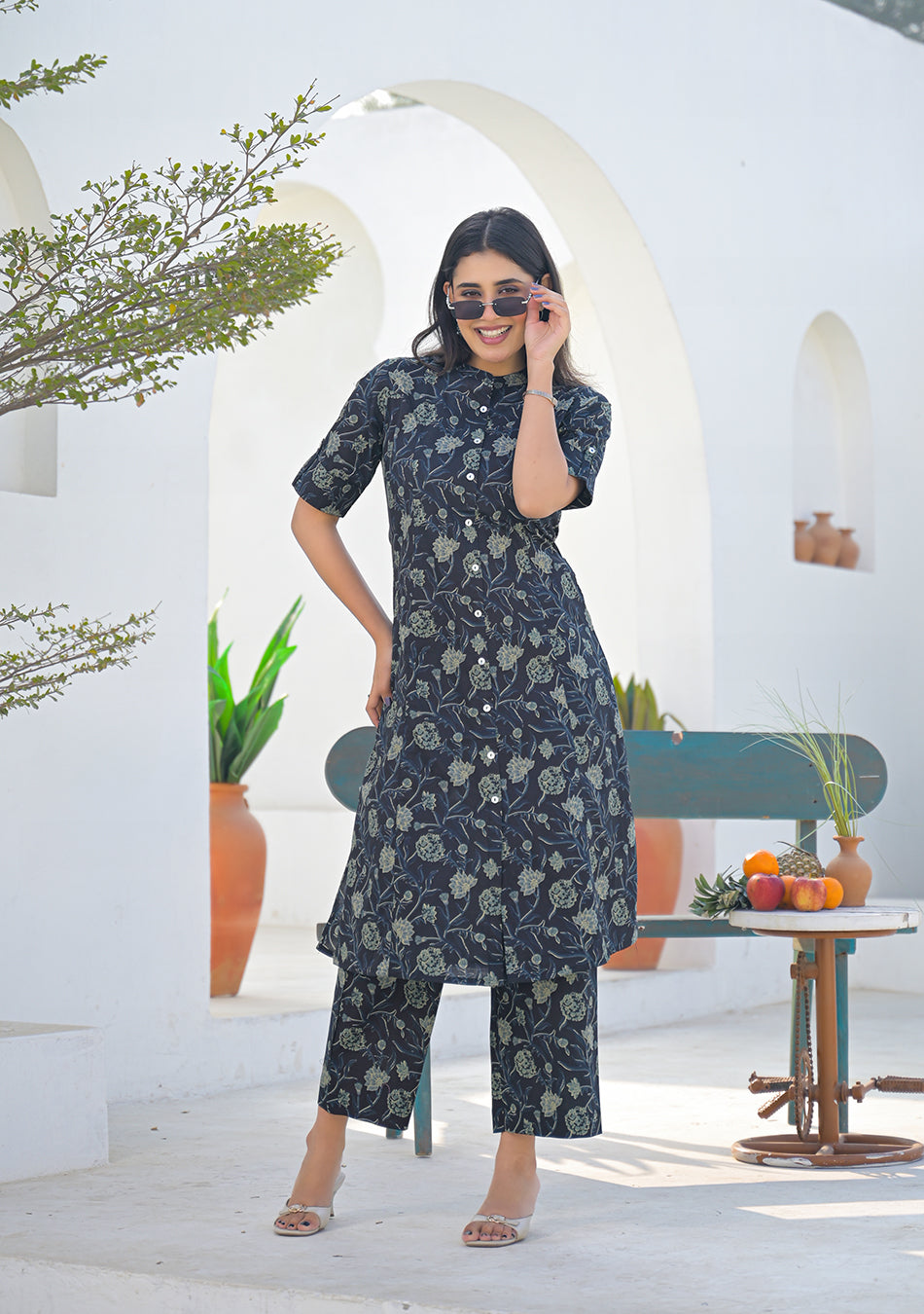 Ammanya Charcoal Sage Printed Co-ord Set