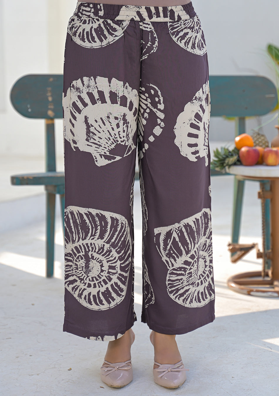 Ammanya Earth Brown Shell Print Co-ord set