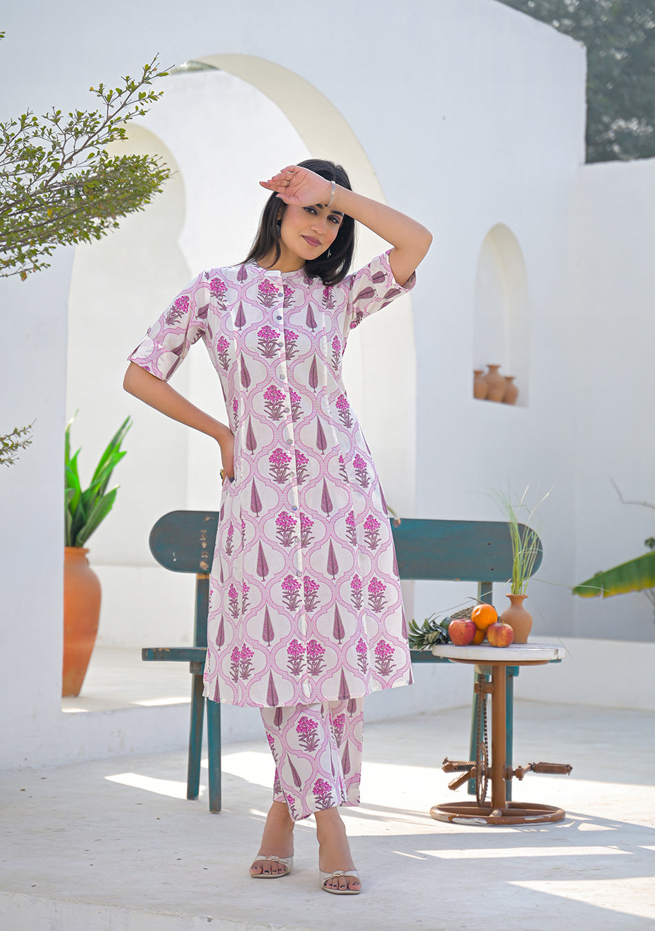 Ammanya Pink Mughal Motif Co-ord set