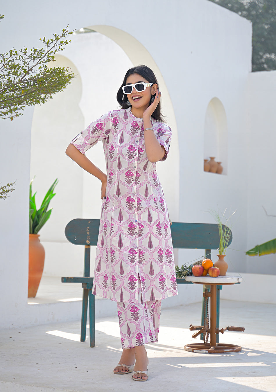 Ammanya Pink Mughal Motif Co-ord set