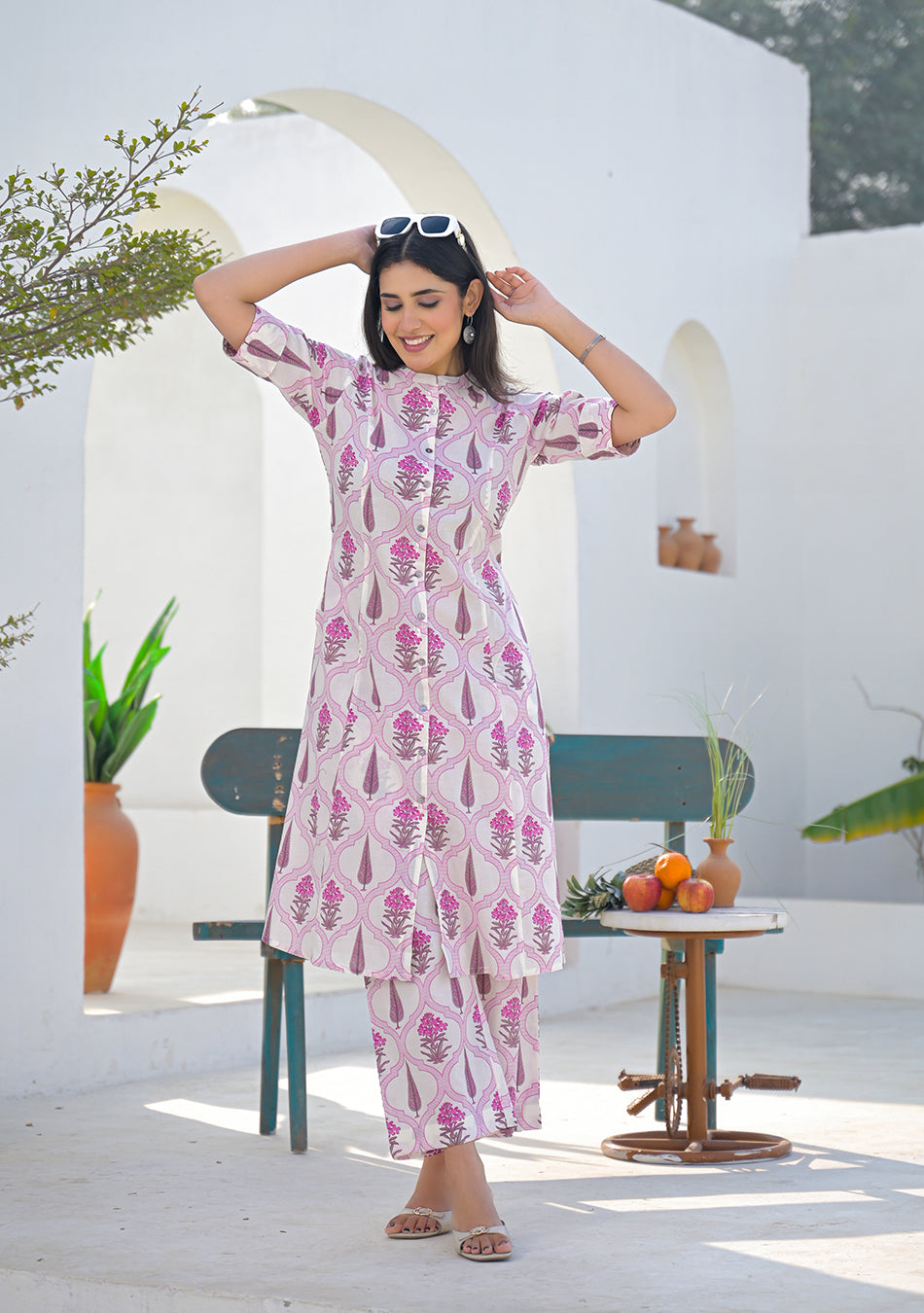 Ammanya Pink Mughal Motif Co-ord set