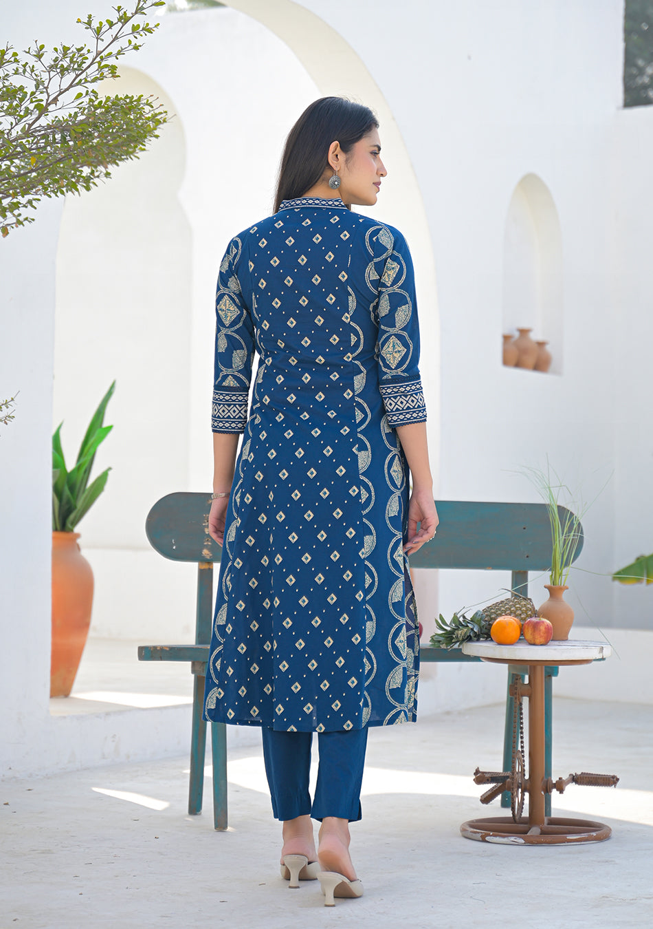 Ammanya Regal Indigo Handcrafted Motif Suit Set