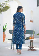 Ammanya Regal Indigo Handcrafted Motif Suit Set