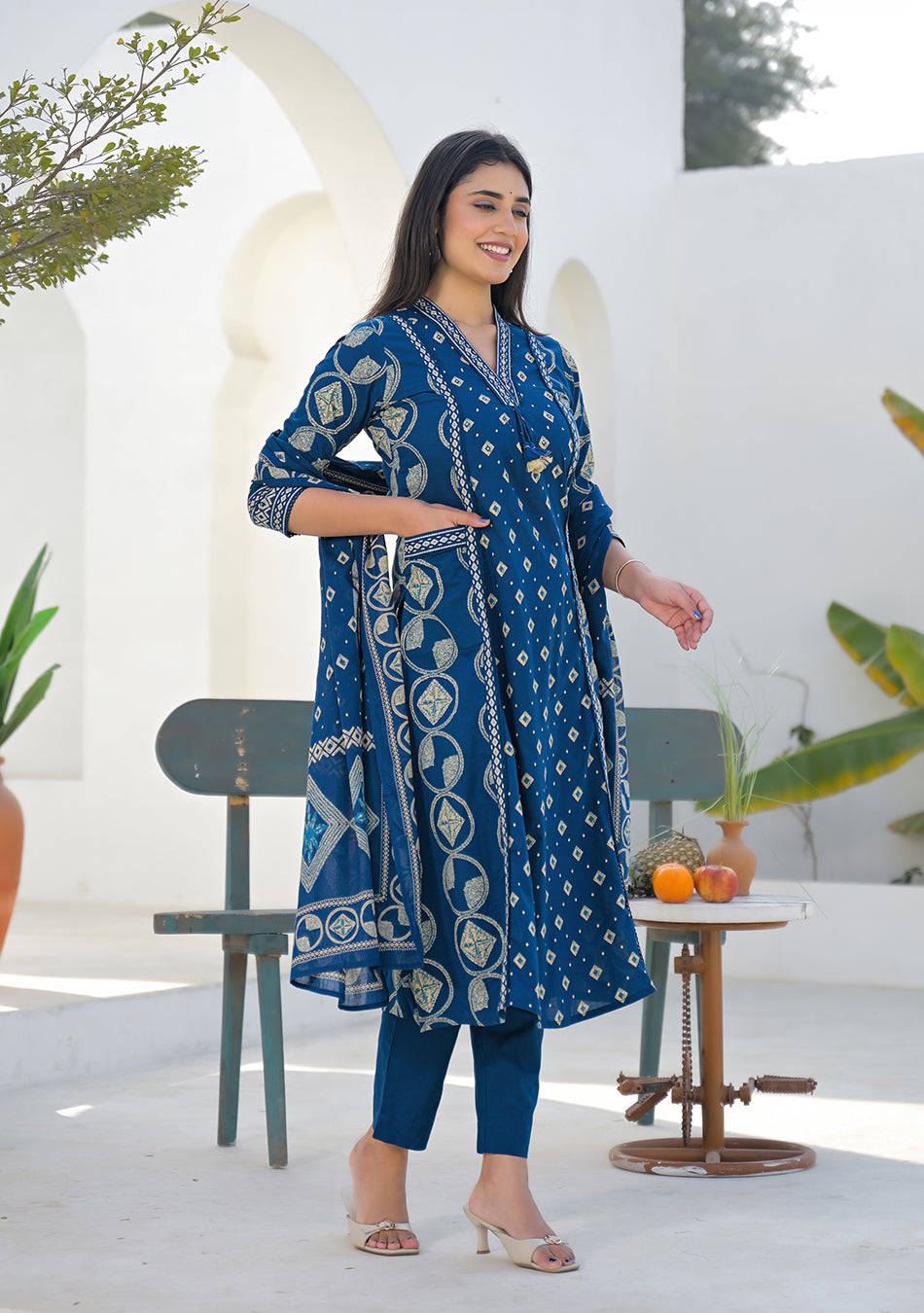 Ammanya Regal Indigo Handcrafted Motif Suit Set