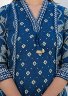 Ammanya Regal Indigo Handcrafted Motif Suit Set