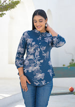 Ammanya ink blue floral print top