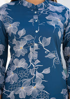 Ammanya ink blue floral print top