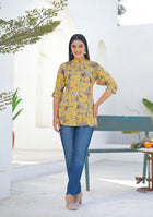 Ammanya Mustard Botanical Print Top