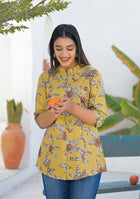 Ammanya Mustard Botanical Print Top