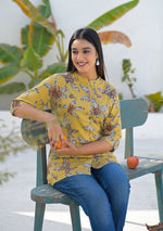 Ammanya Mustard Botanical Print Top