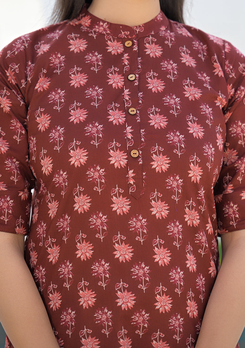 Ammanya Wine Rust Mini Floral Kurta