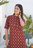 Ammanya Wine Rust Mini Floral Kurta