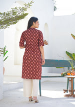 Ammanya Wine Rust Mini Floral Kurta