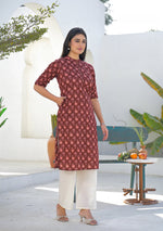 Ammanya Wine Rust Mini Floral Kurta