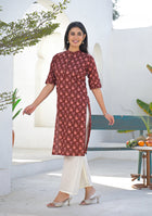 Ammanya Wine Rust Mini Floral Kurta