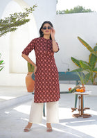 Ammanya Wine Rust Mini Floral Kurta