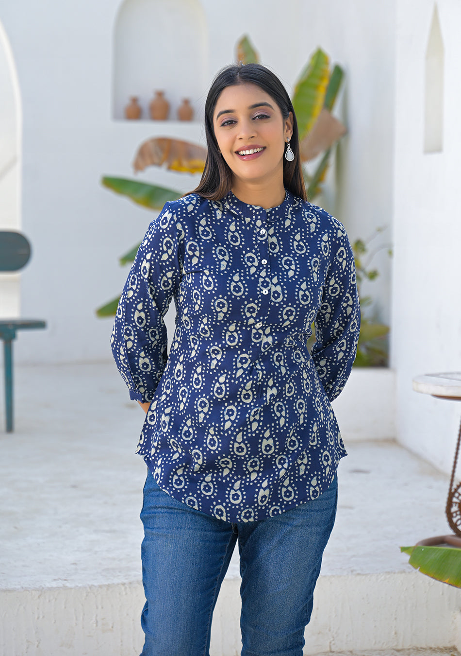Ammanya Midnight indigo Buta Top